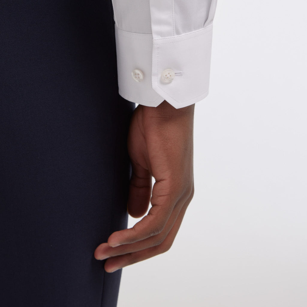 Chemise cintrée en popeline double retors blanche