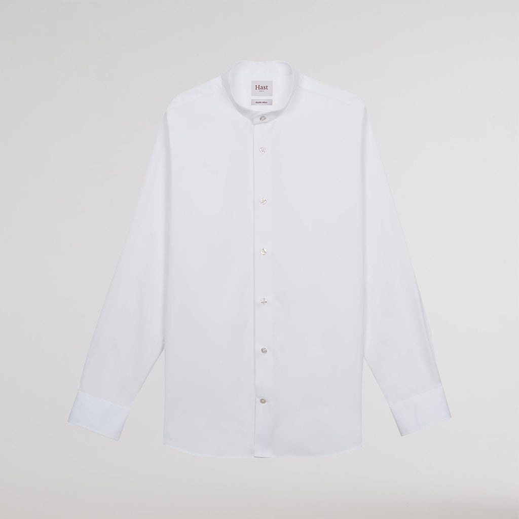 Chemise cintrée en popeline double retors blanche