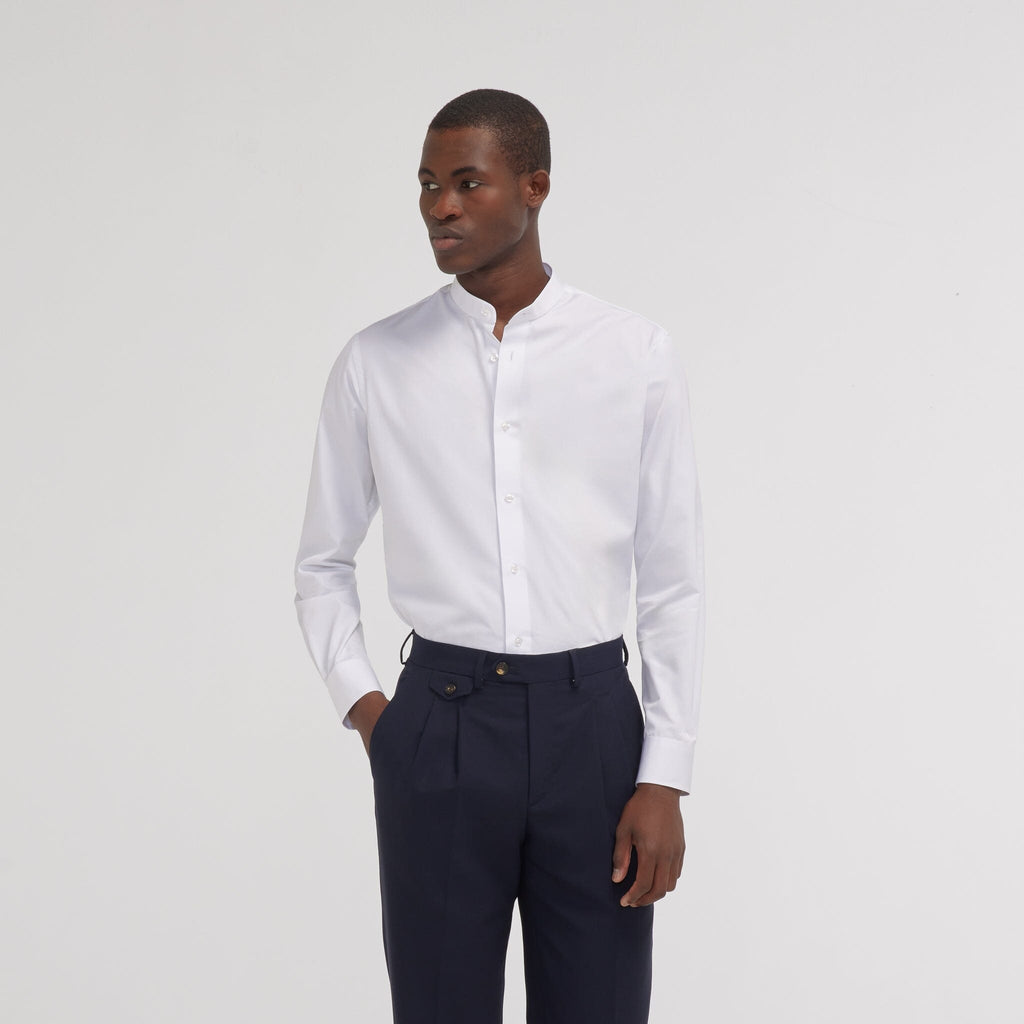 Chemise cintrée en popeline double retors blanche