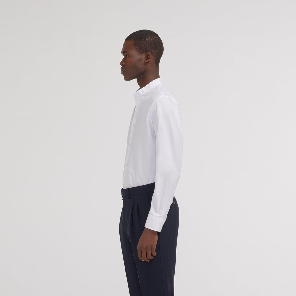 Chemise cintrée en popeline double retors blanche
