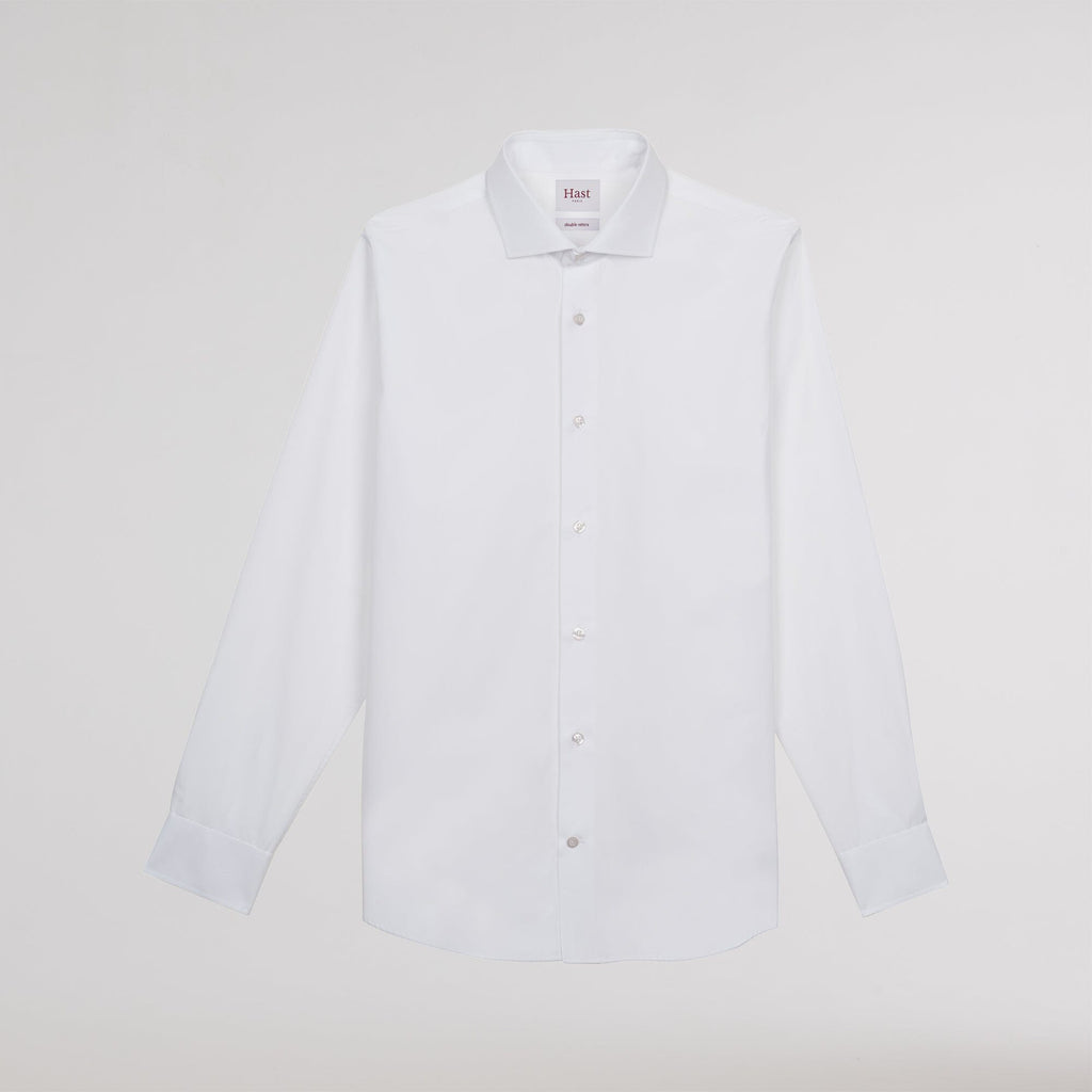 Chemise grande longueur cintrée en popeline blanche