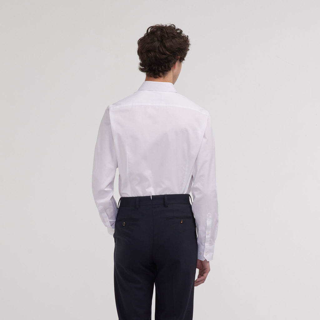 Chemise cintrée en popeline double retors blanche