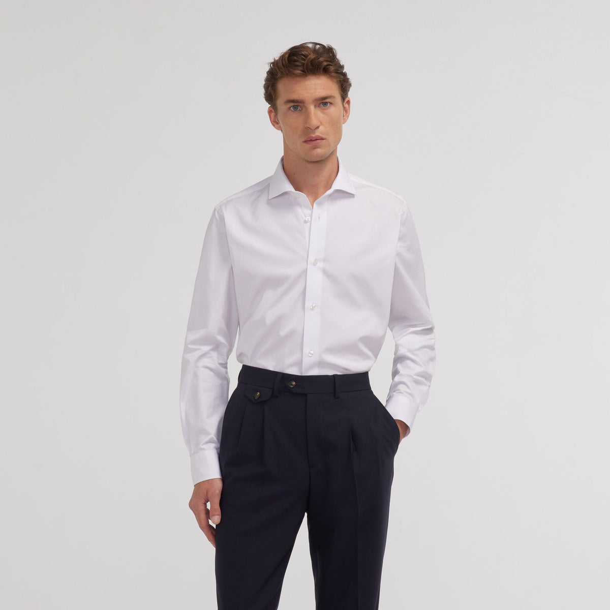 Chemise grande longueur en popeline blanche