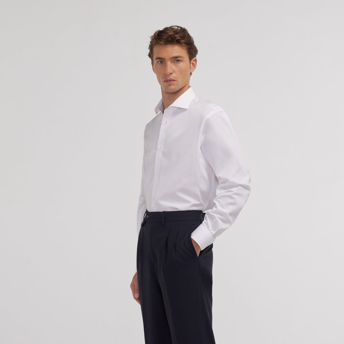 Chemise grande longueur en popeline blanche