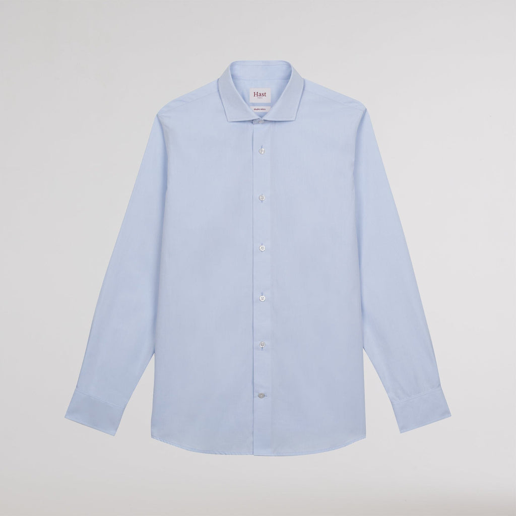 Chemise grande longueur cintrée en popeline bleu ciel