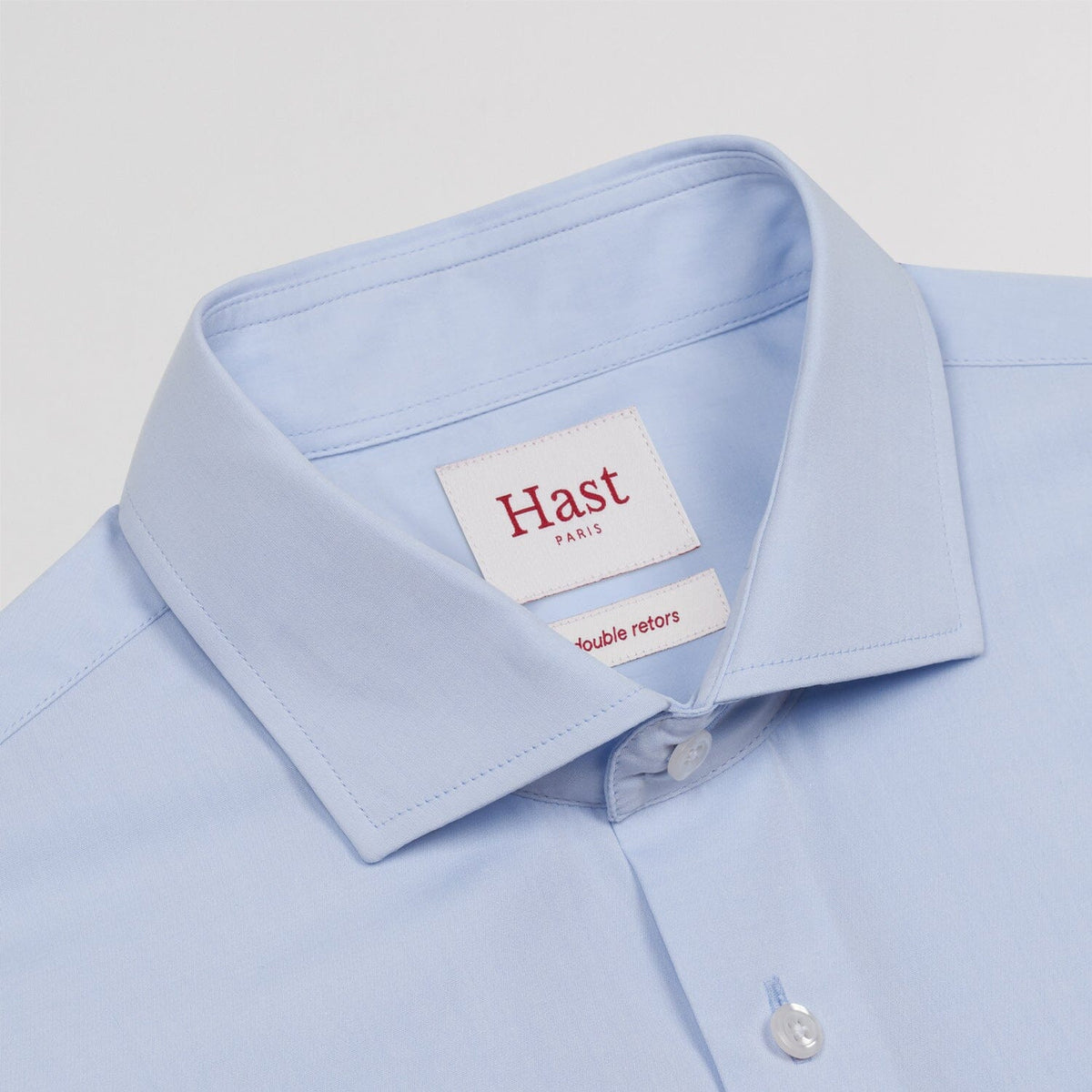 Chemise grande longueur cintrée en popeline bleu ciel