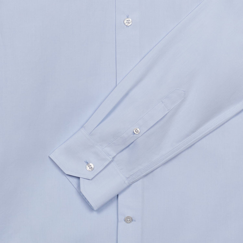 Chemise grande longueur cintrée en popeline bleu ciel