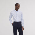 Chemise cintrée en popeline double retors bleu ciel