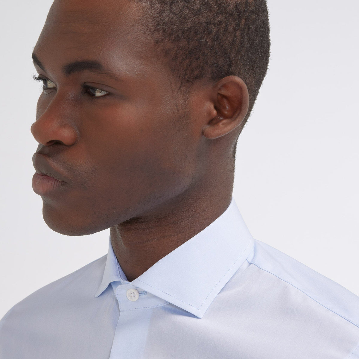 Chemise cintrée en popeline double retors bleu ciel