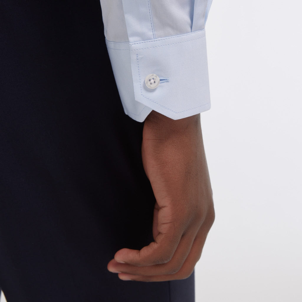 Chemise cintrée en popeline double retors bleu ciel