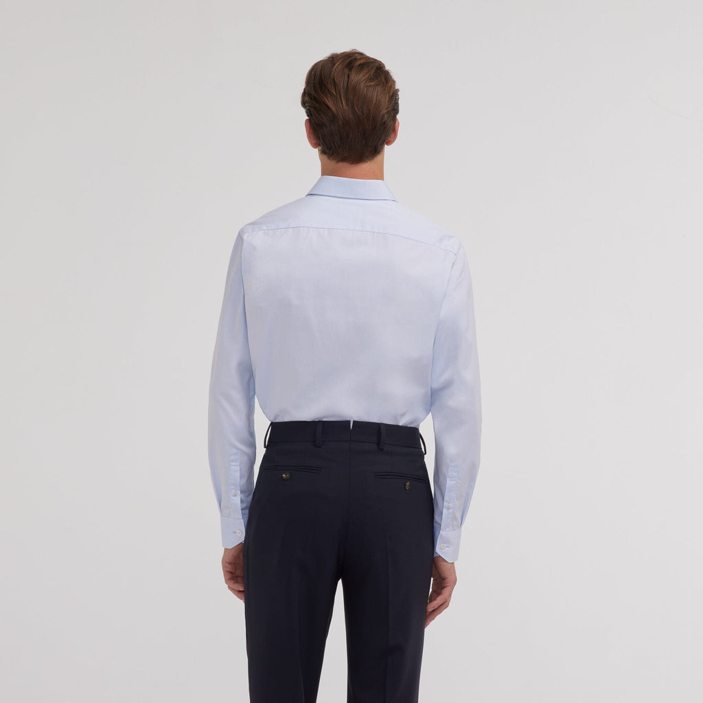 Chemise grande longueur en popeline bleu ciel