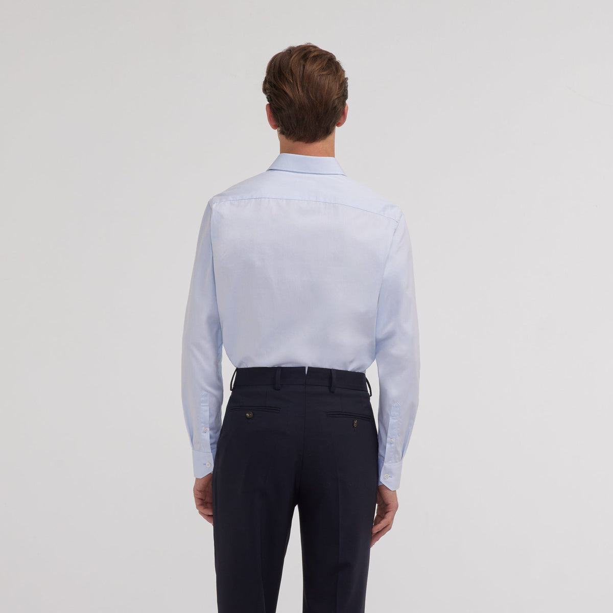 Chemise grande longueur en popeline bleu ciel