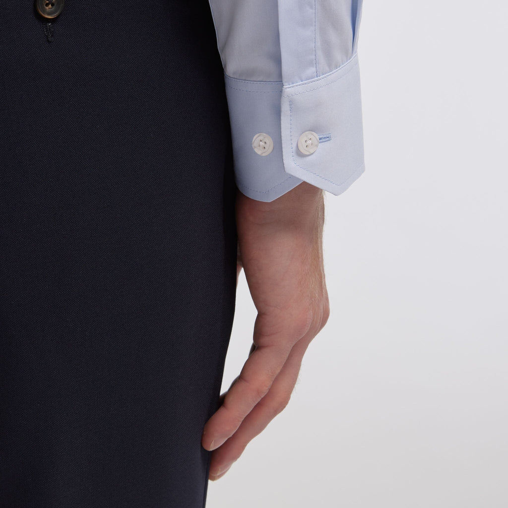 Chemise grande longueur en popeline bleu ciel