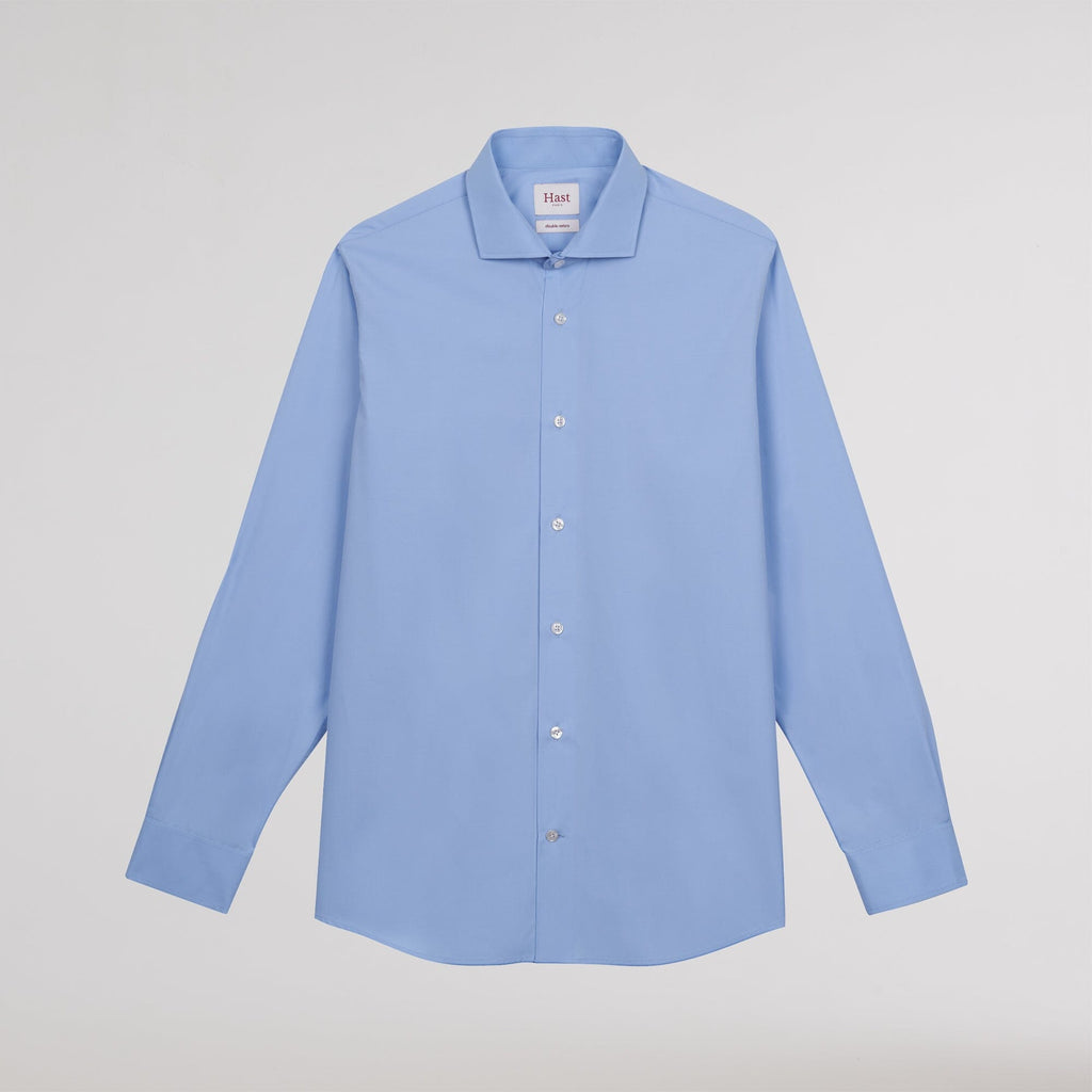 Chemise cintrée en popeline double retors bleue