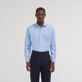 Chemise cintrée en popeline double retors bleue