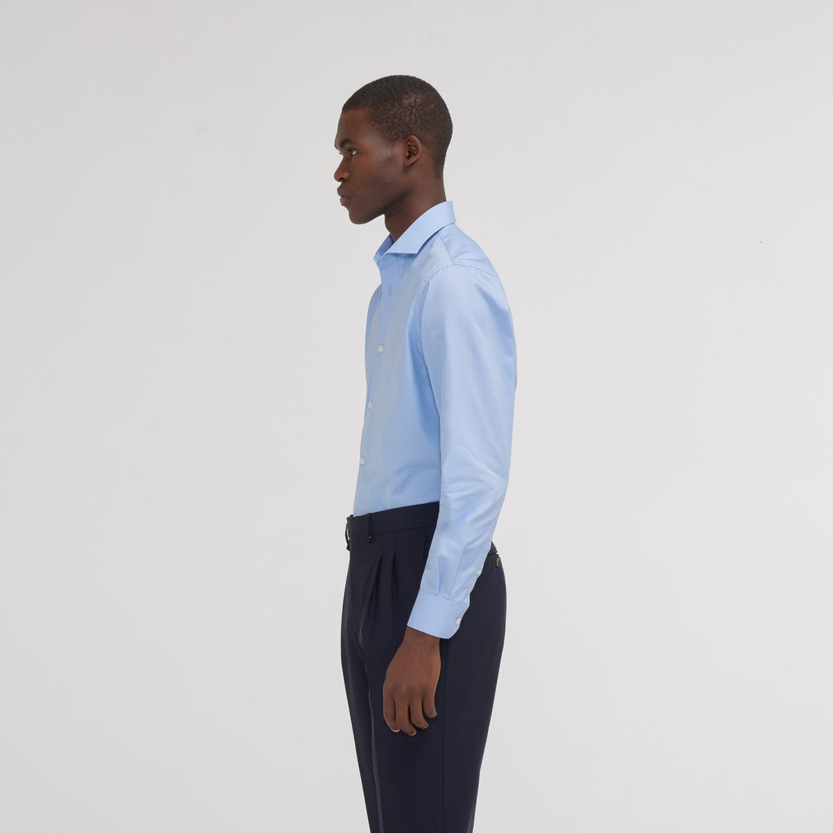 Chemise cintrée en popeline double retors bleue