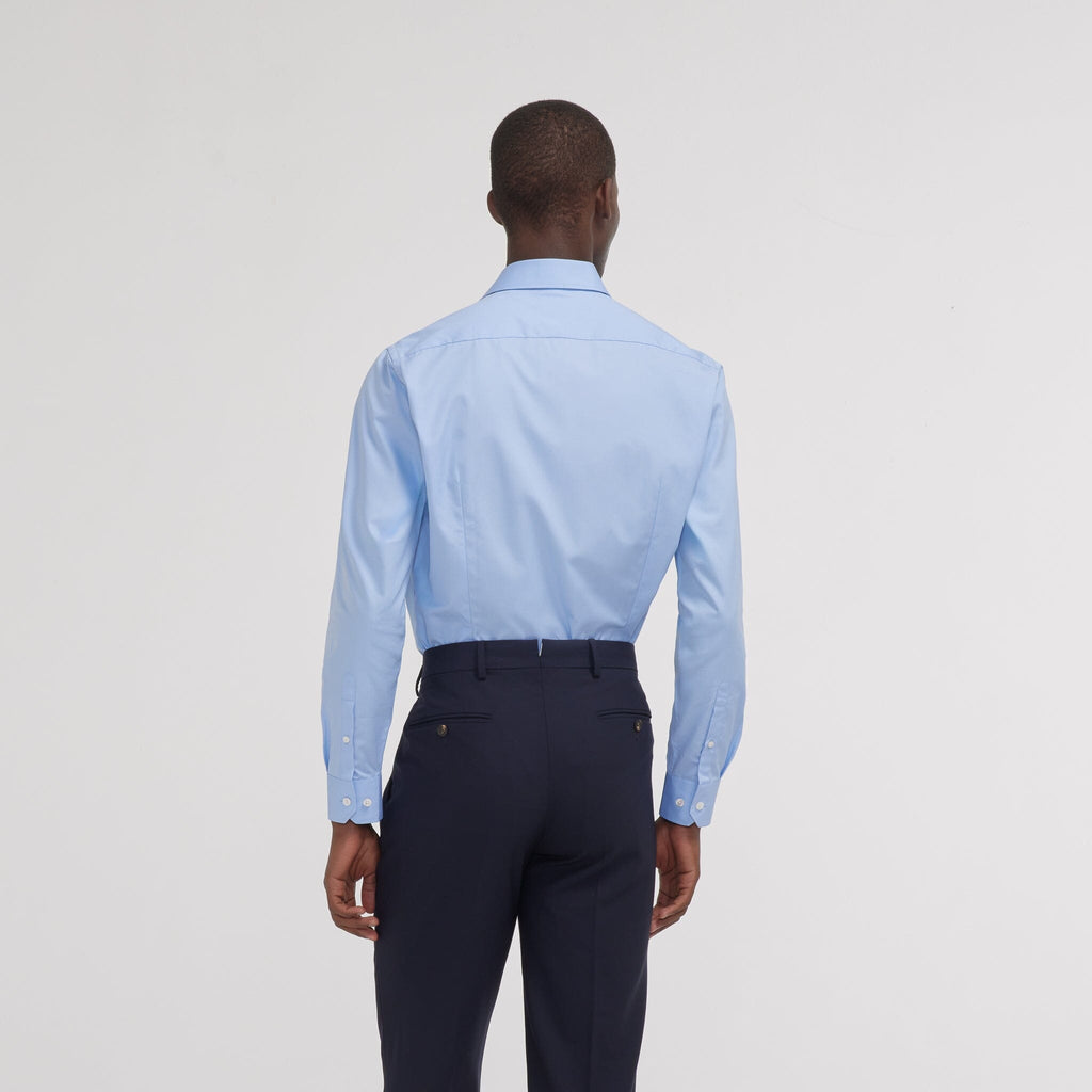Chemise cintrée en popeline double retors bleue