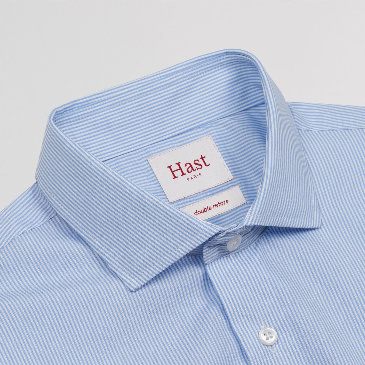 Chemise grande longueur cintrée en popeline à rayures bleu ciel