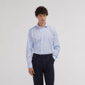 Chemise grande longueur cintrée en popeline à rayures bleu ciel