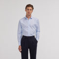 Chemise en popeline double retors à petites rayures bleu ciel