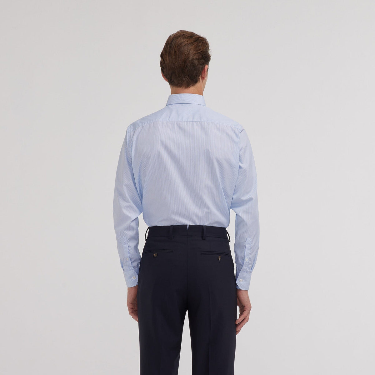 Chemise grande longueur en popeline à petites rayures bleu ciel