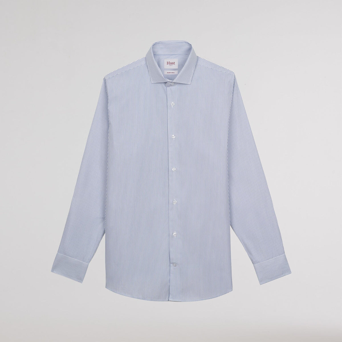 Chemise en popeline double retors à fines rayures bleues