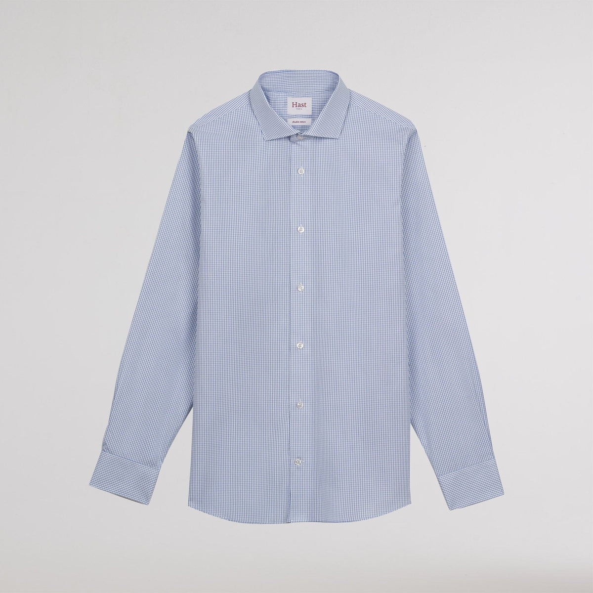 Chemise en popeline double retors à carreaux bleu foncé