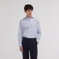Chemise cintrée en popeline double retors à carreaux bleu foncé