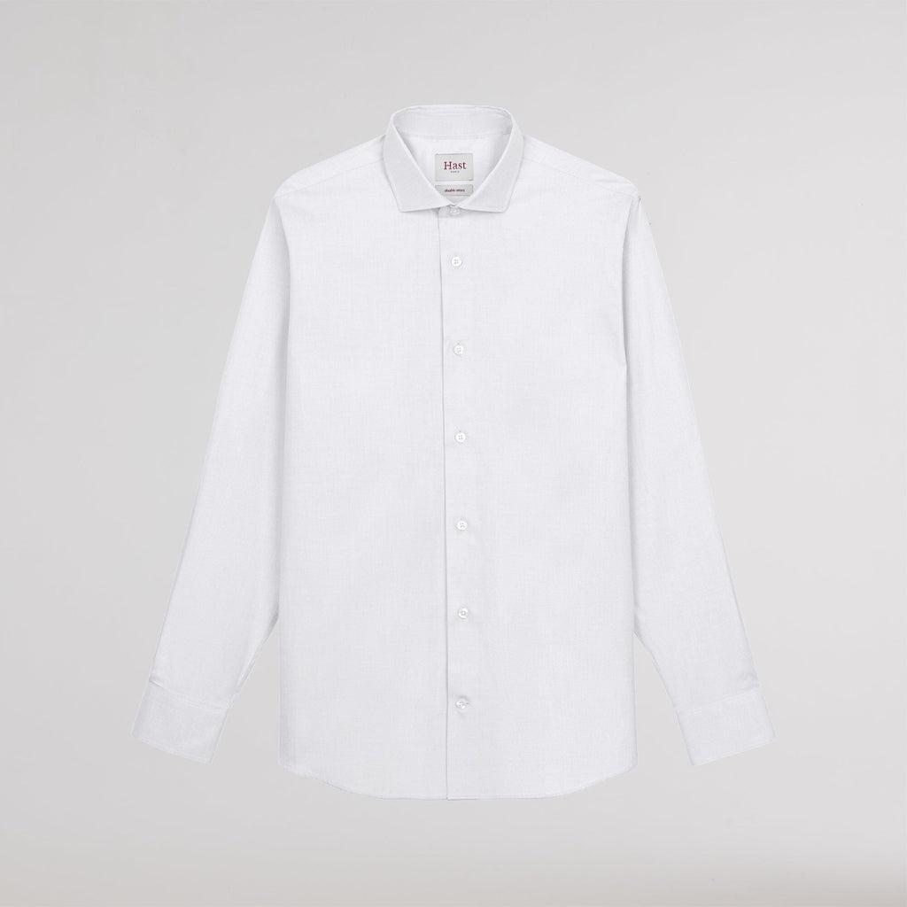 Chemise grande longueur en oxford double retors blanche