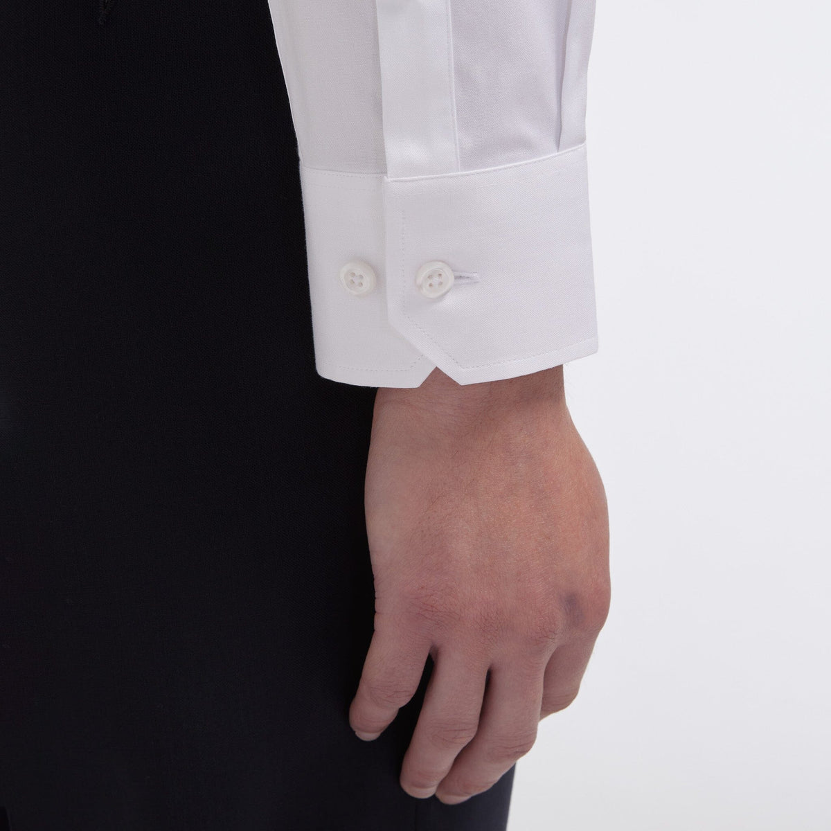Chemise grande longueur cintrée en oxford blanche