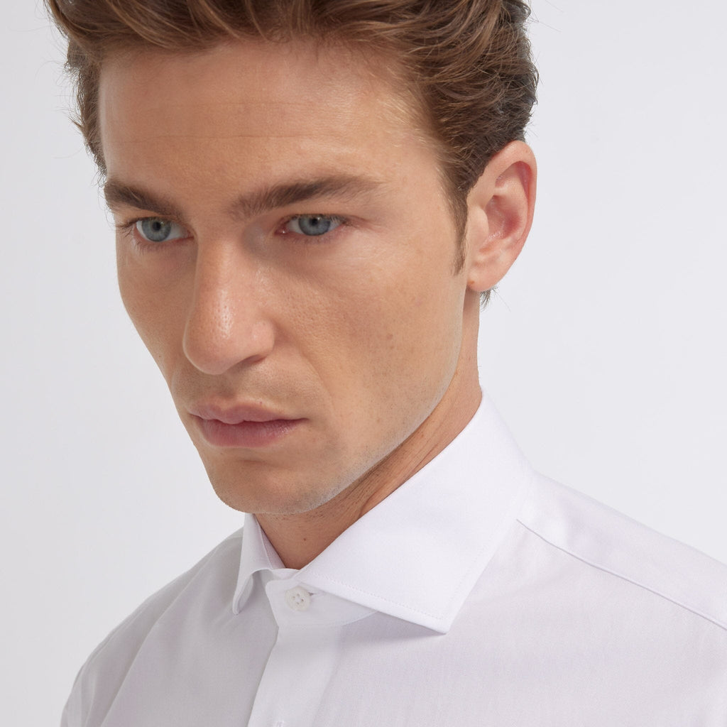 Chemise grande longueur en oxford double retors blanche