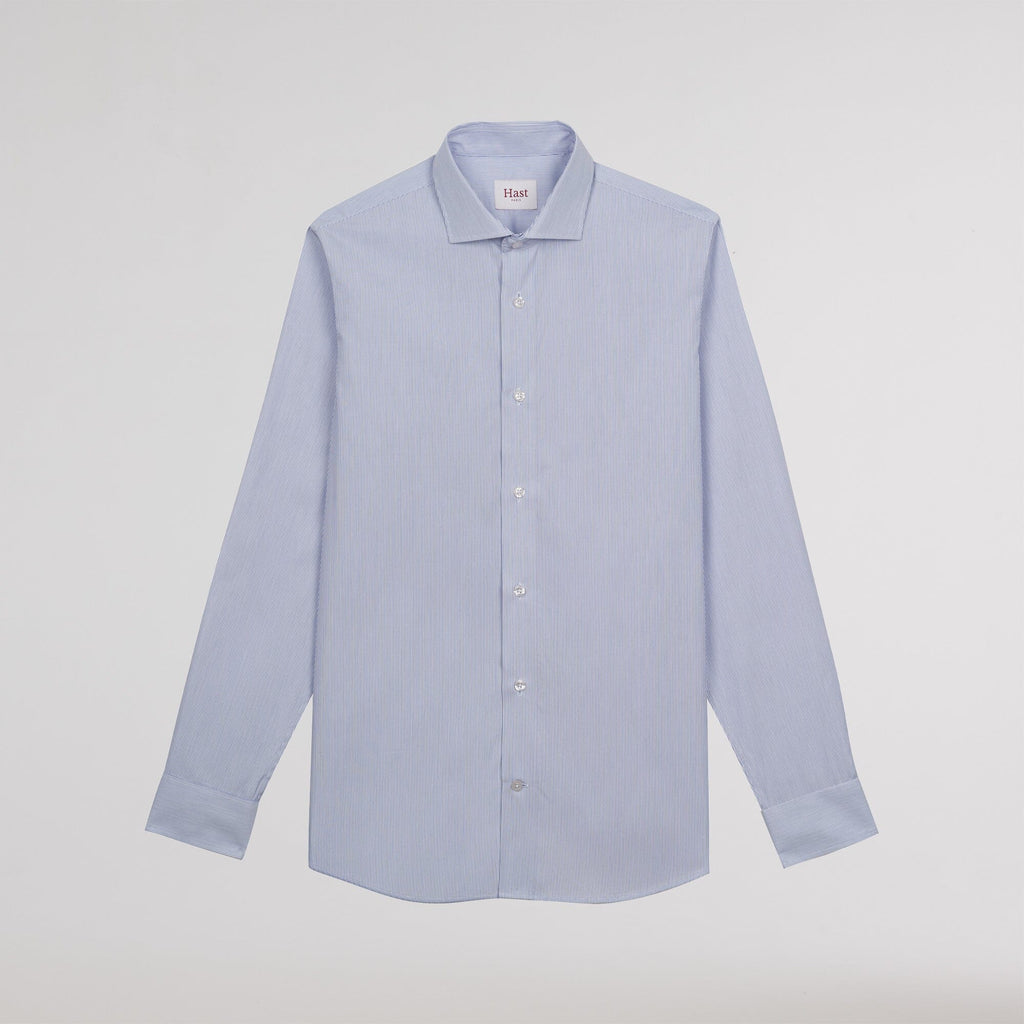Chemise en popeline faux-uni à fines rayures bleues