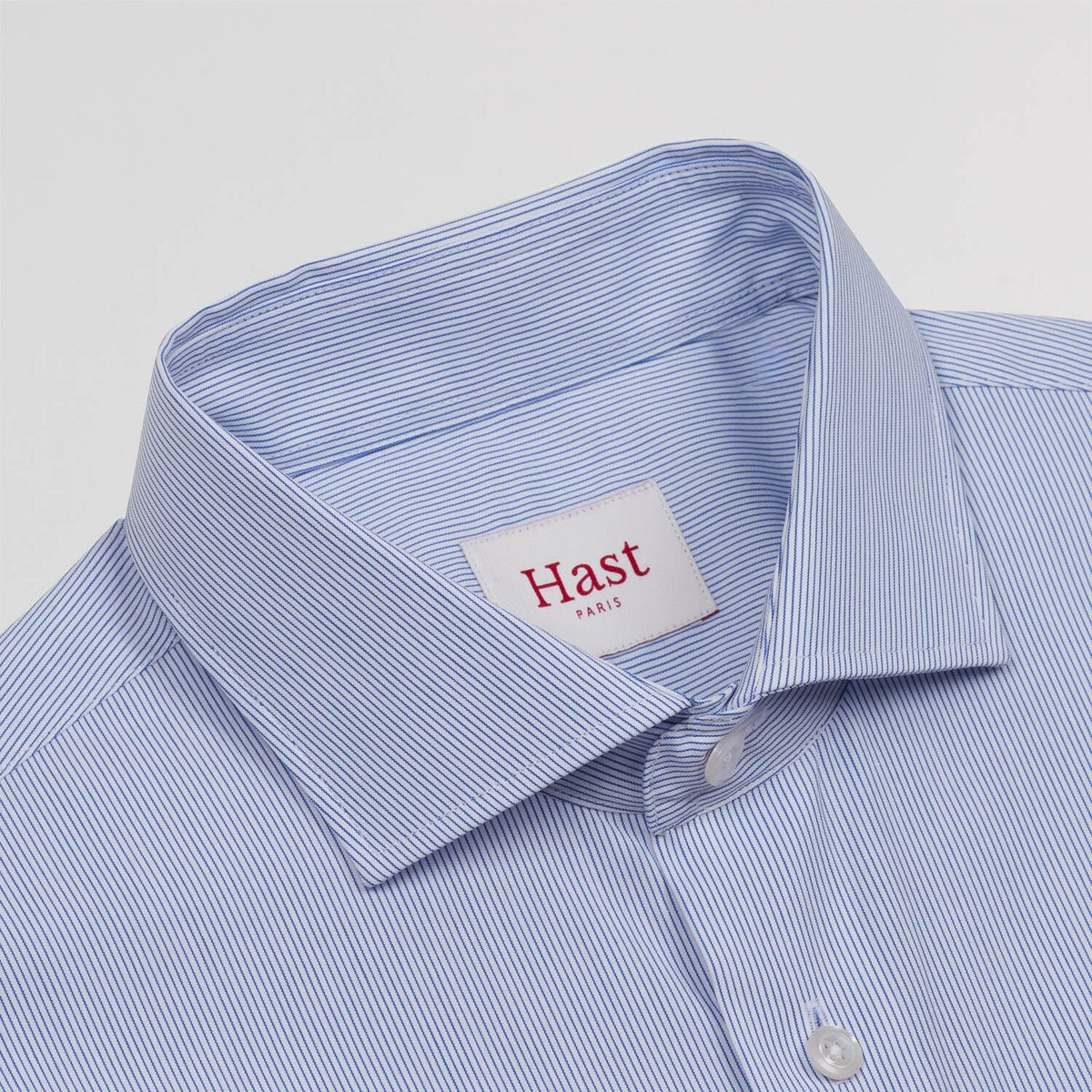 Chemise en popeline faux-uni à fines rayures bleues