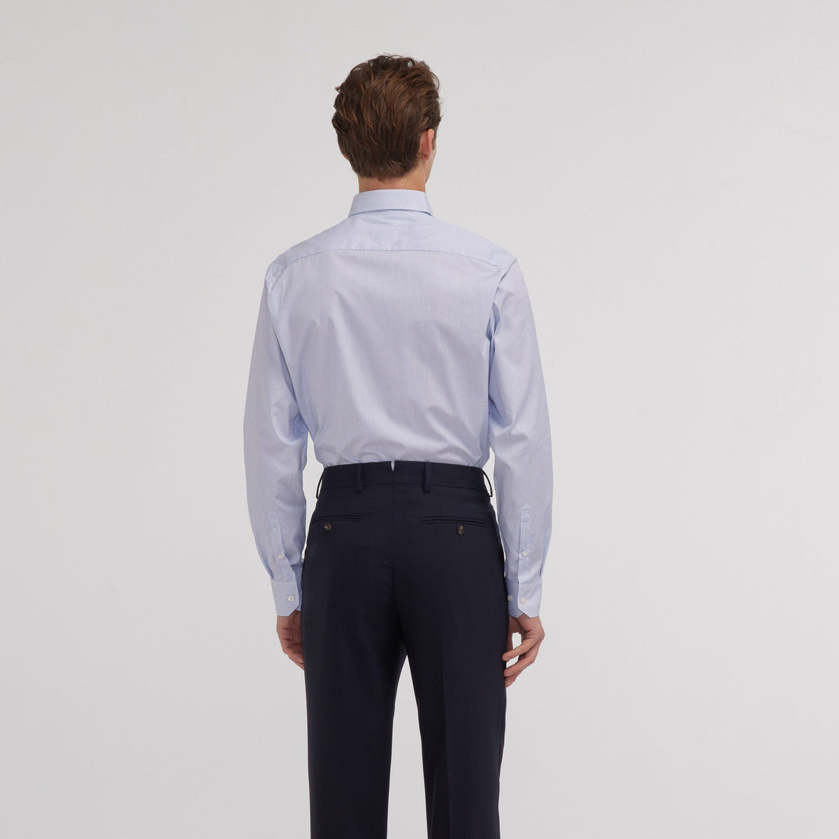 Chemise en popeline faux-uni à fines rayures bleues