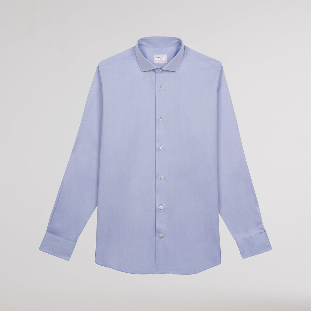 Chemise grande longueur en twill bleue