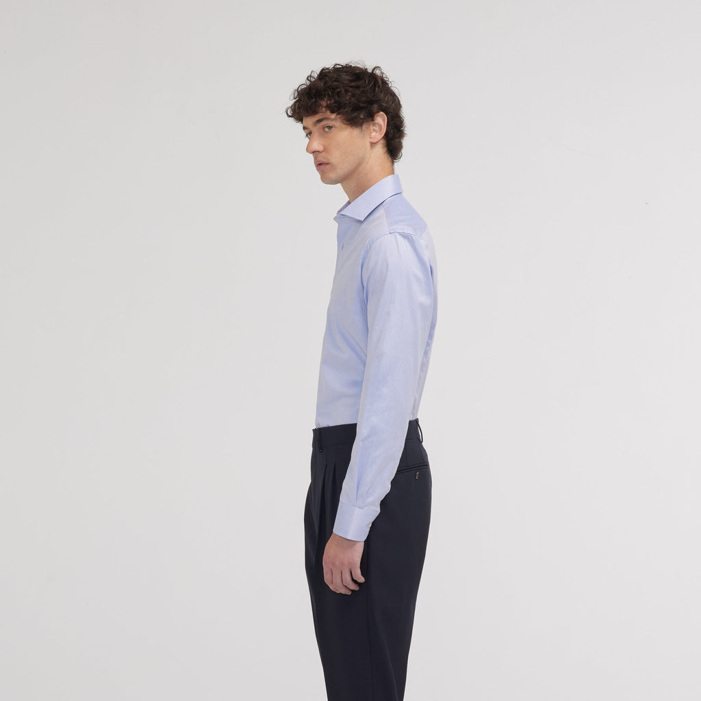 Chemise cintrée en twill bleue