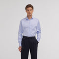 Chemise grande longueur en twill bleue