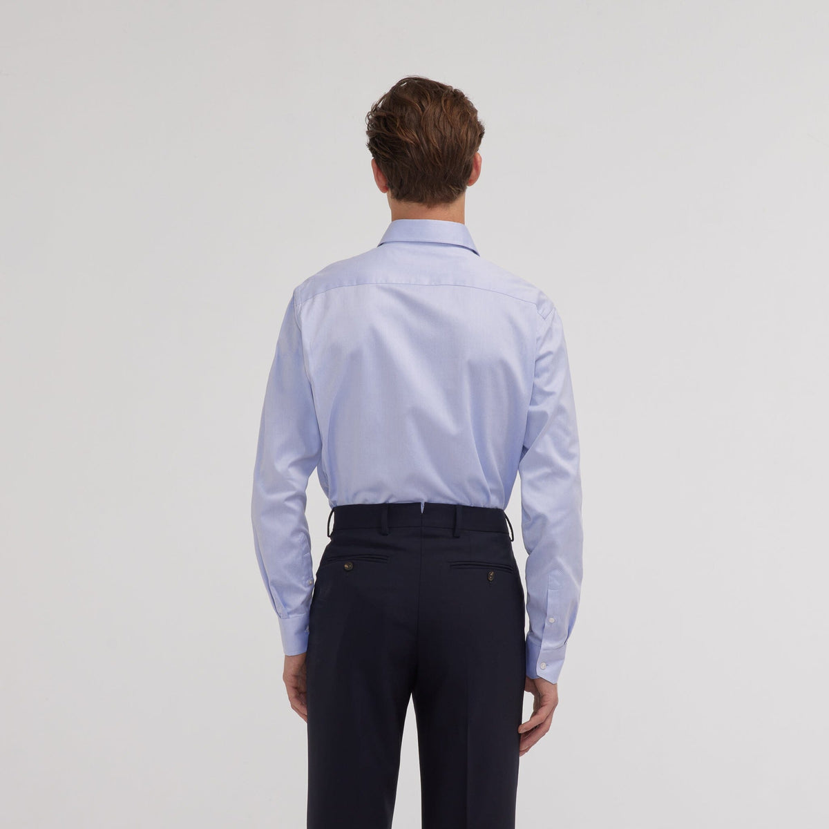 Chemise grande longueur en twill bleue
