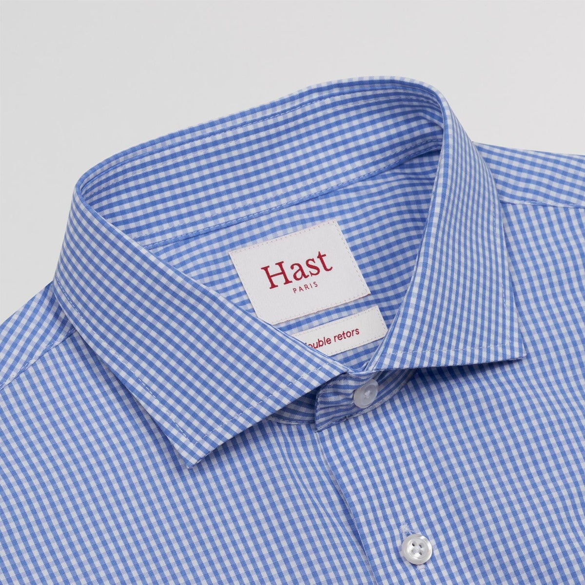 Chemise en popeline double retors vichy bleue