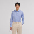 Chemise en popeline double retors vichy bleue