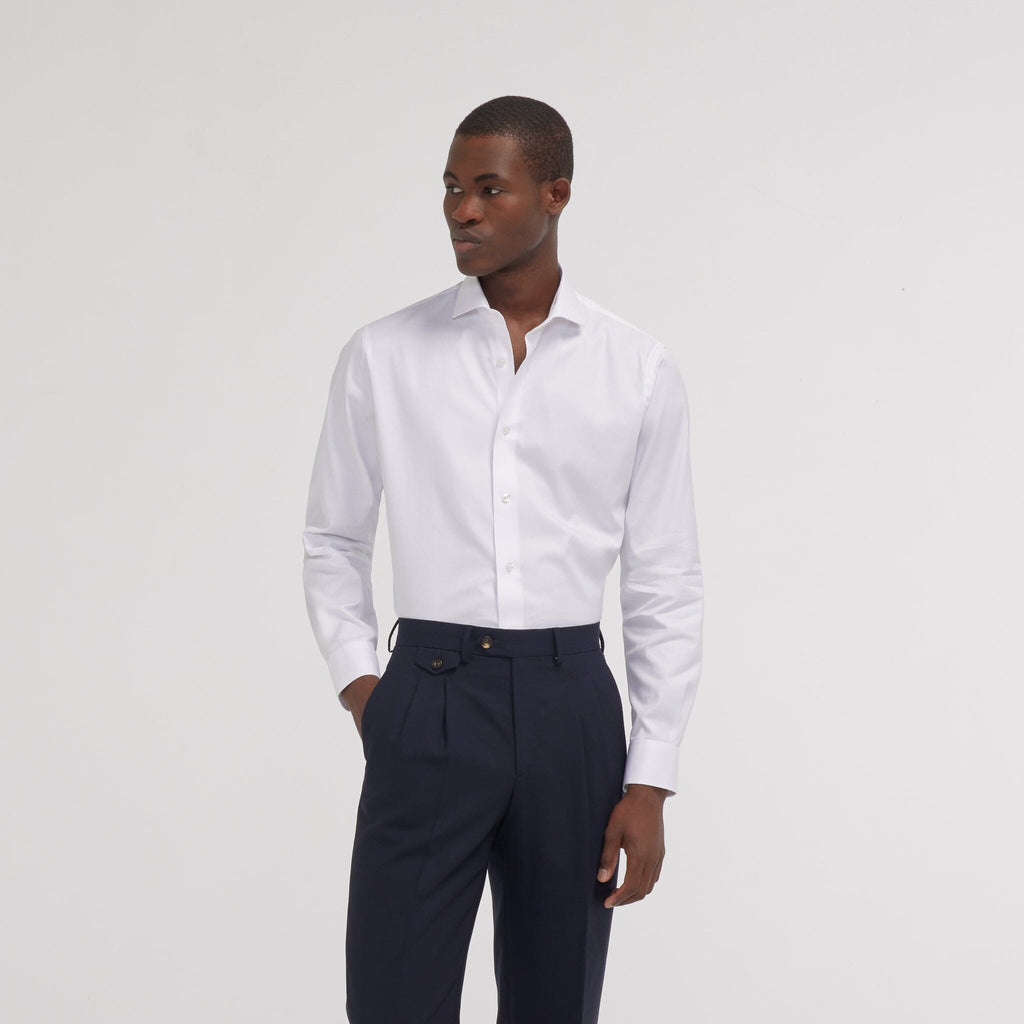 Chemise grande longueur cintrée en twill blanche