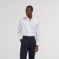 Chemise grande longueur cintrée en twill blanche
