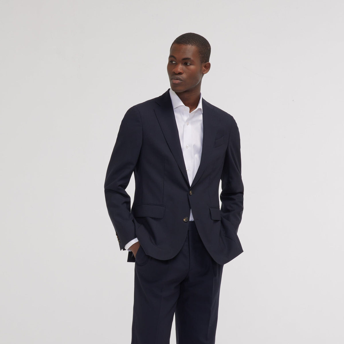 Chemise grande longueur cintrée en twill blanche