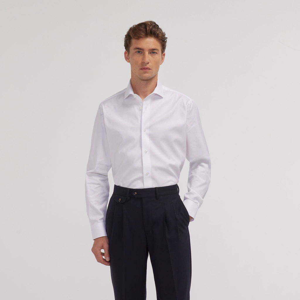 Chemise grande longueur en twill blanche