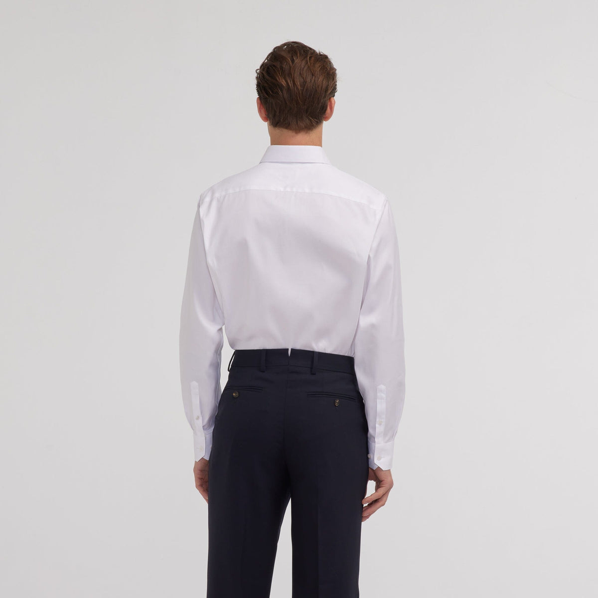 Chemise grande longueur en twill blanche