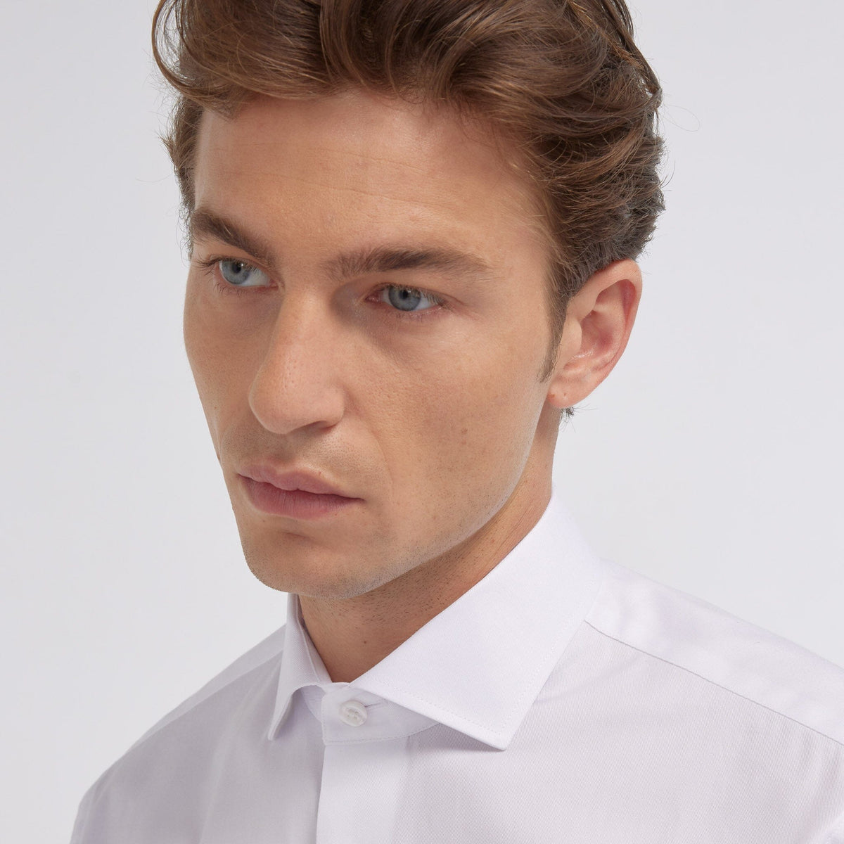 Chemise grande longueur en twill blanche