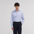 Chemise cintrée en twill double retors à rayures bleues