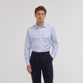 Chemise en twill double retors à rayures bleues