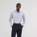 Chemise cintrée en royal oxford pied de puce bleue