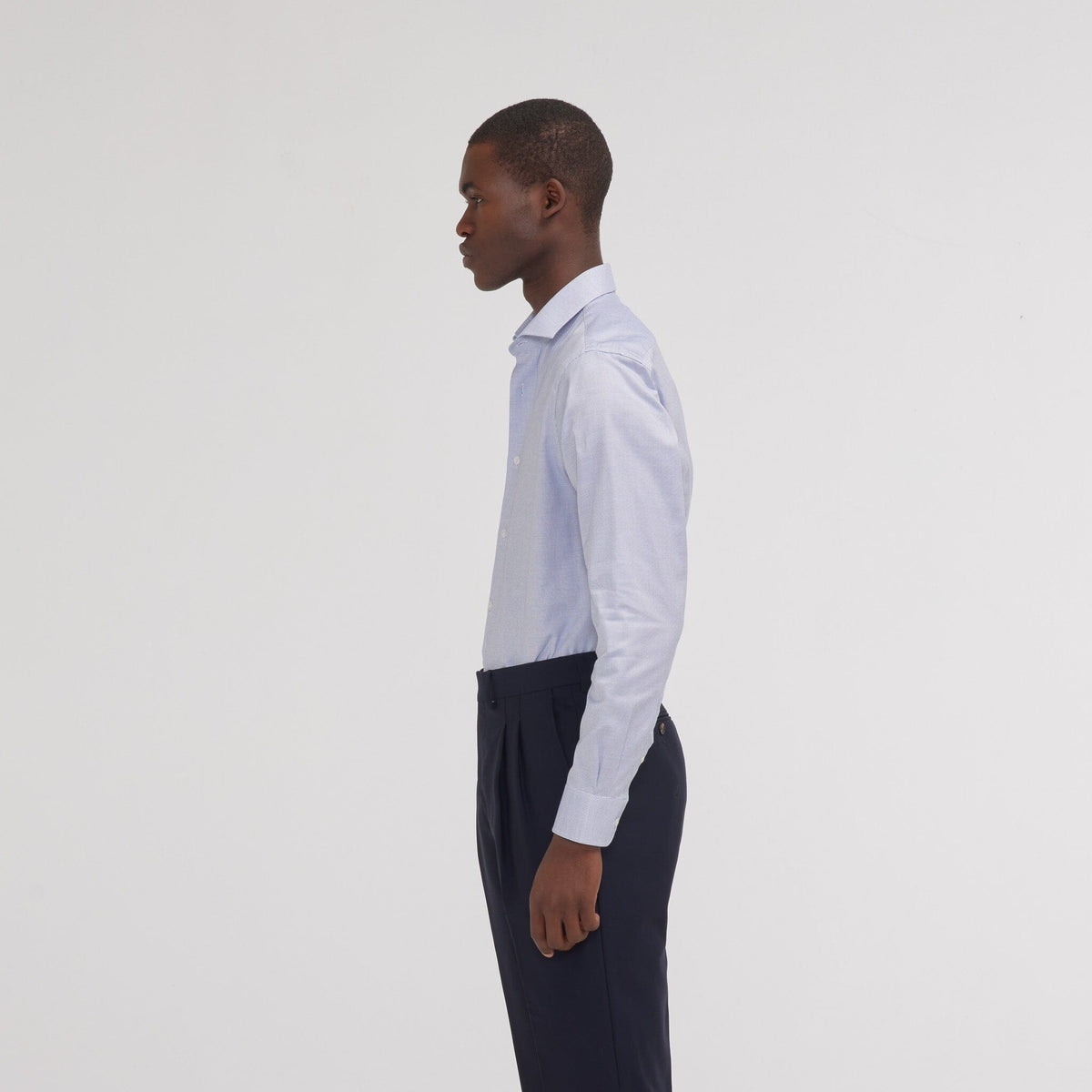Chemise cintrée en royal oxford pied de puce bleue
